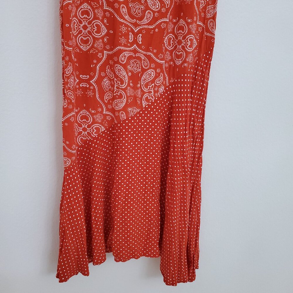 Never Fully Dressed Remi Bandana Paisley Print Red Polka Polka Midi Dress Size 2 - Picture 6 of 14
